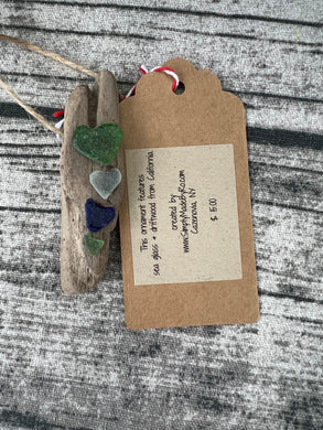 Sea Glass Hearts ornament