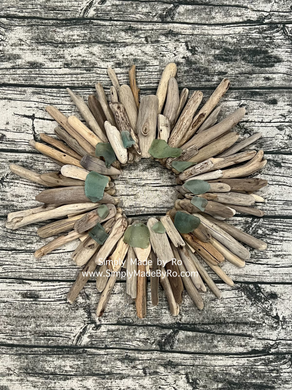 Driftwood sea glass wreath