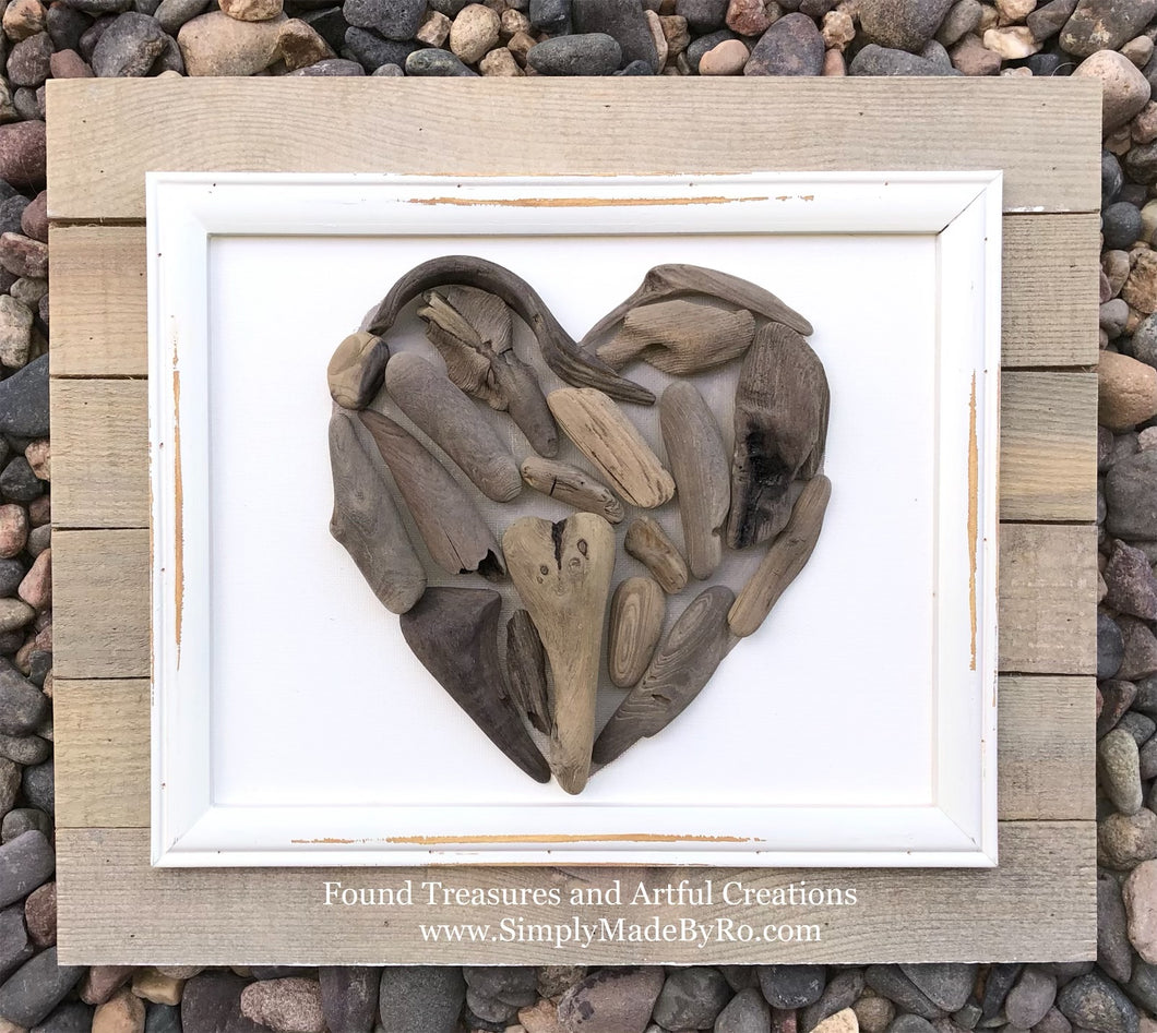 Driftwood Heart 8”x10” two tone frame