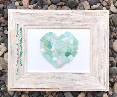 Sea Glass Heart  blue-green